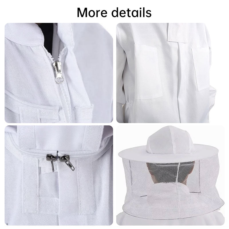 Bee Suit Professional Beekeeping, Anti-Bee Ventilated Full Body Suit with Veil Hat, Elastic Cuffs Beekeeper Protective Wear