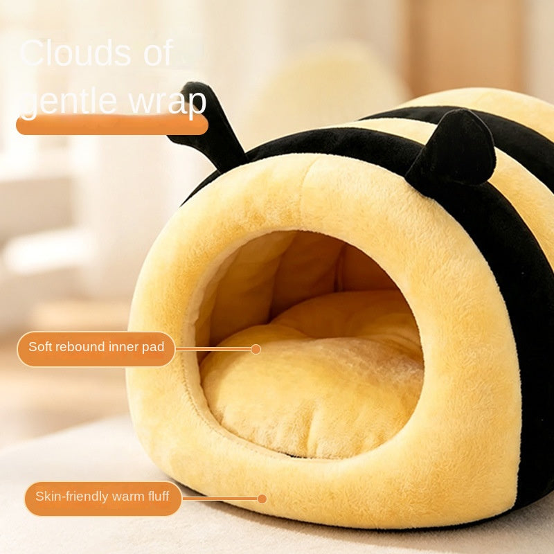 Honey Bee Cat Nest Winter Warm Closed Dog Nest