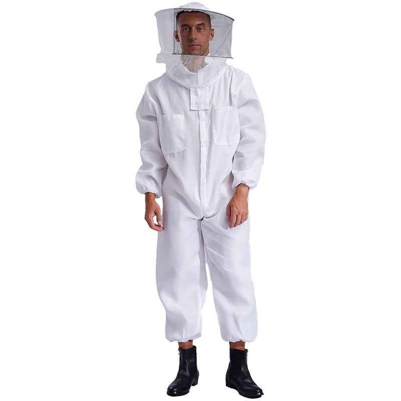 Bee Suit Professional Beekeeping, Anti-Bee Ventilated Full Body Suit with Veil Hat, Elastic Cuffs Beekeeper Protective Wear