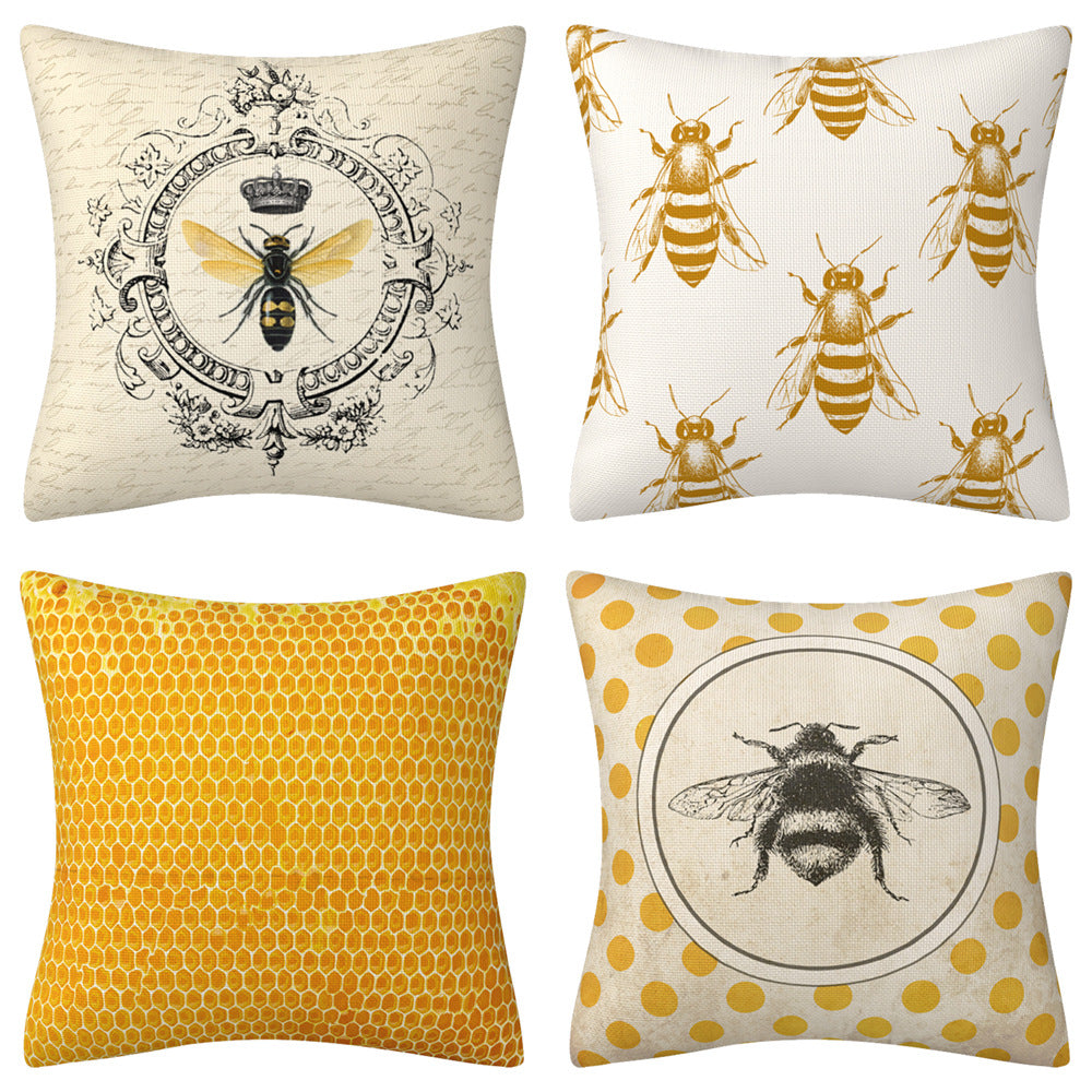 Bee Polyester Pillow Cover Home Decoration