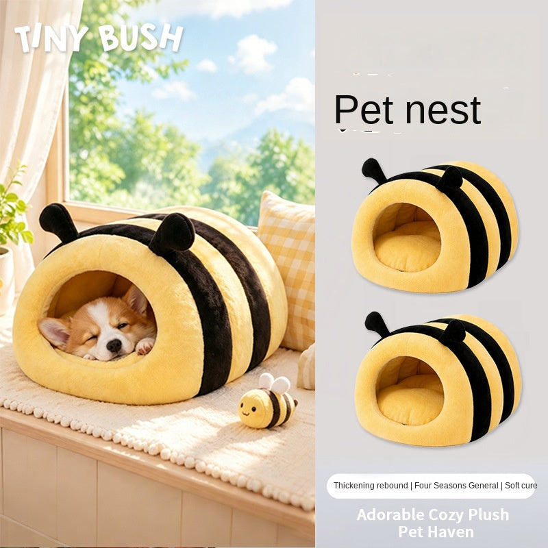 Honey Bee Cat Nest Winter Warm Closed Dog Nest