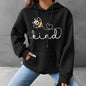 Waffle bee print hooded sweatshirt sweatshirt sweatshirt