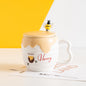 Creative Ceramic Cup With Lid Cartoon Cute Bee Mug Office Coffee Cup Practical Advertising Gift Water Cup