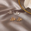 Matte Gold Silver Color Honey Bee Tiny Honeybee Stud Earrings Woodland Insect Fly Bird Honey Bumble Bee Earrings for Women Girl