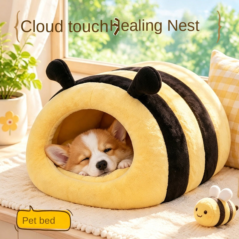 Honey Bee Cat Nest Winter Warm Closed Dog Nest