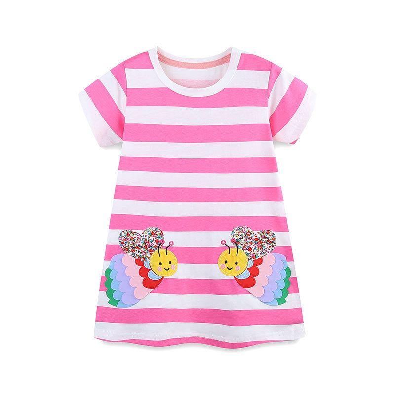 Cartoon Bee Embroidered Dress