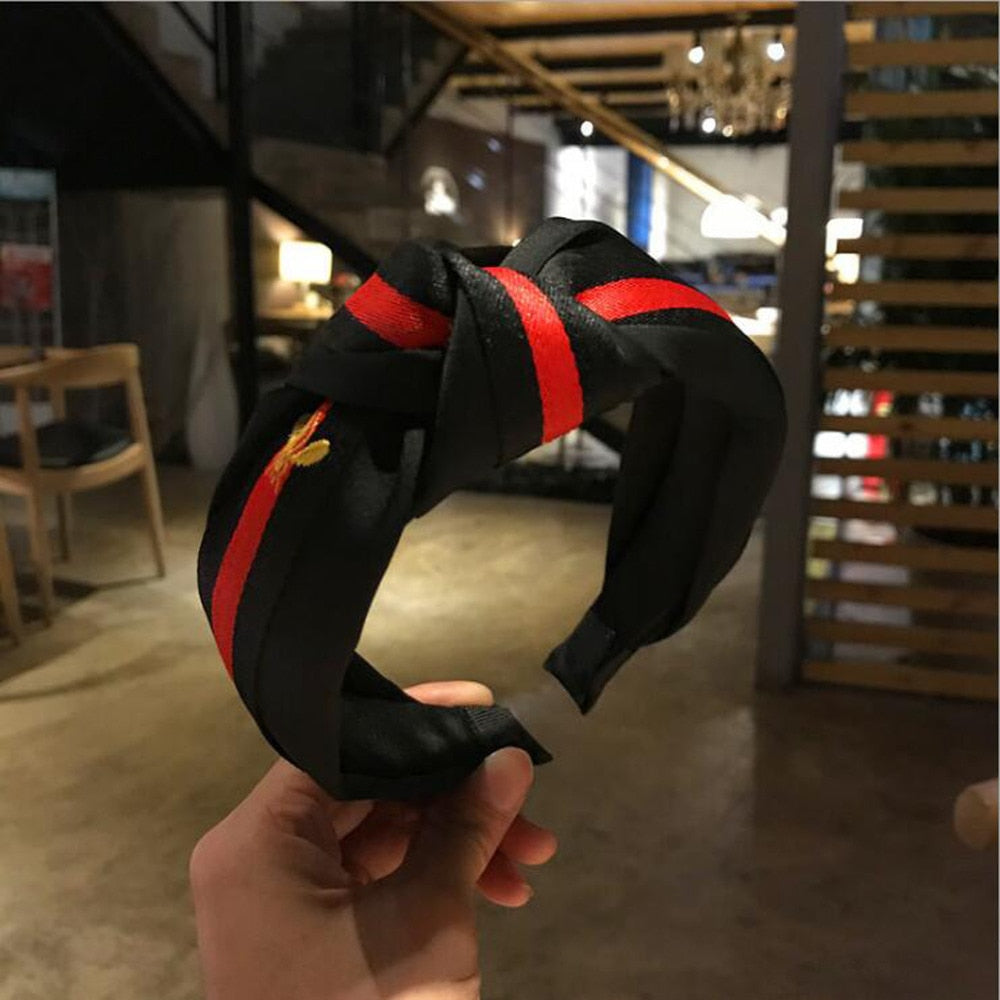 Hairband Headband For Women Fashion Turban Striped Hair Band Bee Pattern Print Hair Accessories