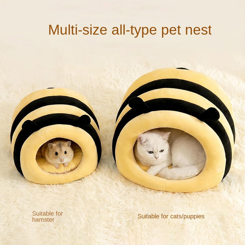 Honey Bee Cat Nest Winter Warm Closed Dog Nest