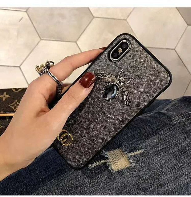 uxury 3D Bee Phone Case for iphone XS XR MAX TPU Fashion Printed Designer Womens Protective Cover