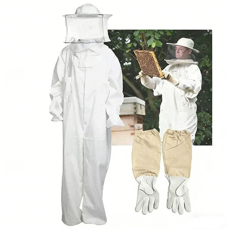 Bee Suit Professional Beekeeping, Anti-Bee Ventilated Full Body Suit with Veil Hat, Elastic Cuffs Beekeeper Protective Wear