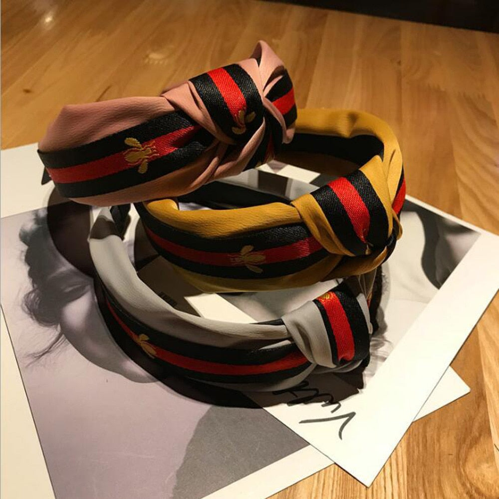 Hairband Headband For Women Fashion Turban Striped Hair Band Bee Pattern Print Hair Accessories
