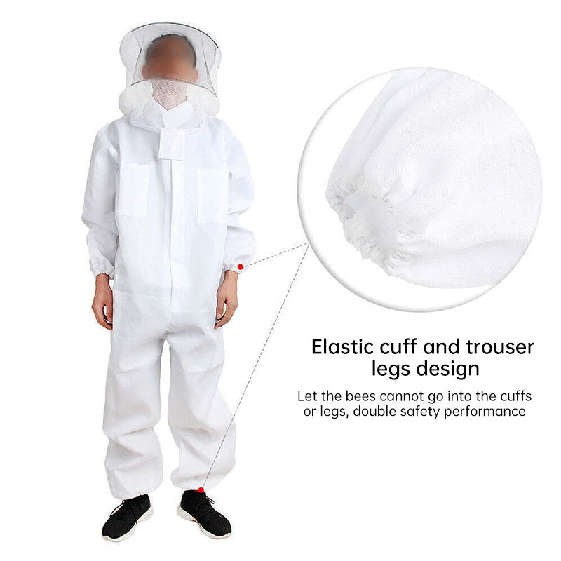 Bee Suit Professional Beekeeping, Anti-Bee Ventilated Full Body Suit with Veil Hat, Elastic Cuffs Beekeeper Protective Wear