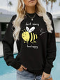 Bee printed casual loose sweatshirt