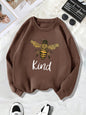 Back collar with plush sweatshirt round neck and KING bee print