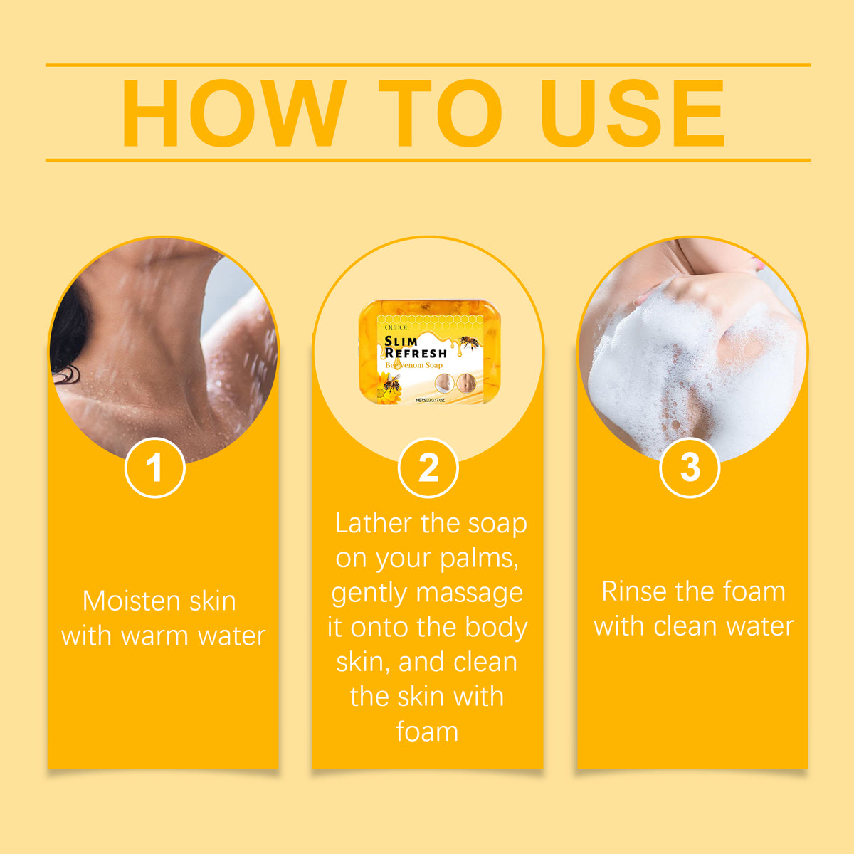 Bee-Poison Bath Soap Gently Cleans, Moisturizes, Firms And Nourishes Skin, Delicate And Brightening