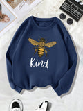 Back collar with plush sweatshirt round neck and KING bee print