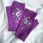 Autumn and Winter Embroidered Women's Warm Gloves Bee Flower Adult Knitted Gloves Embroidered Woolen Gloves