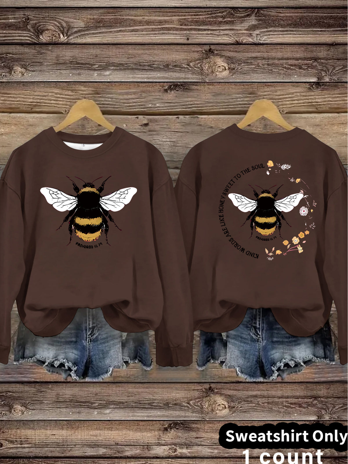 Bee print casual long sleeved sweatshirt