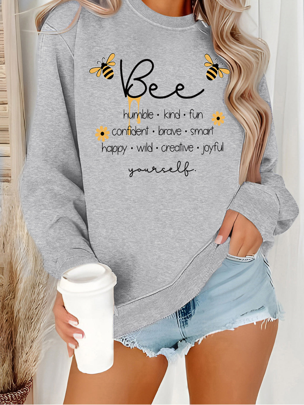 Bee round neck long sleeved hoodie
