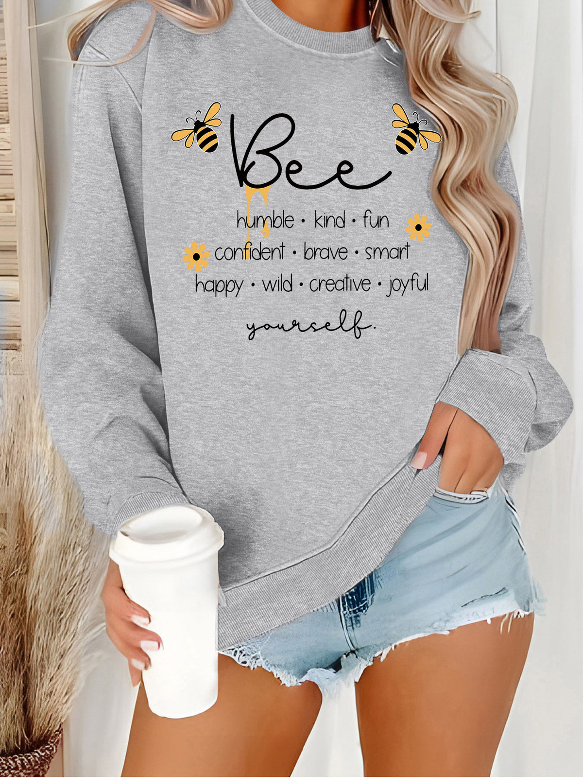 Bee round neck long sleeved hoodie