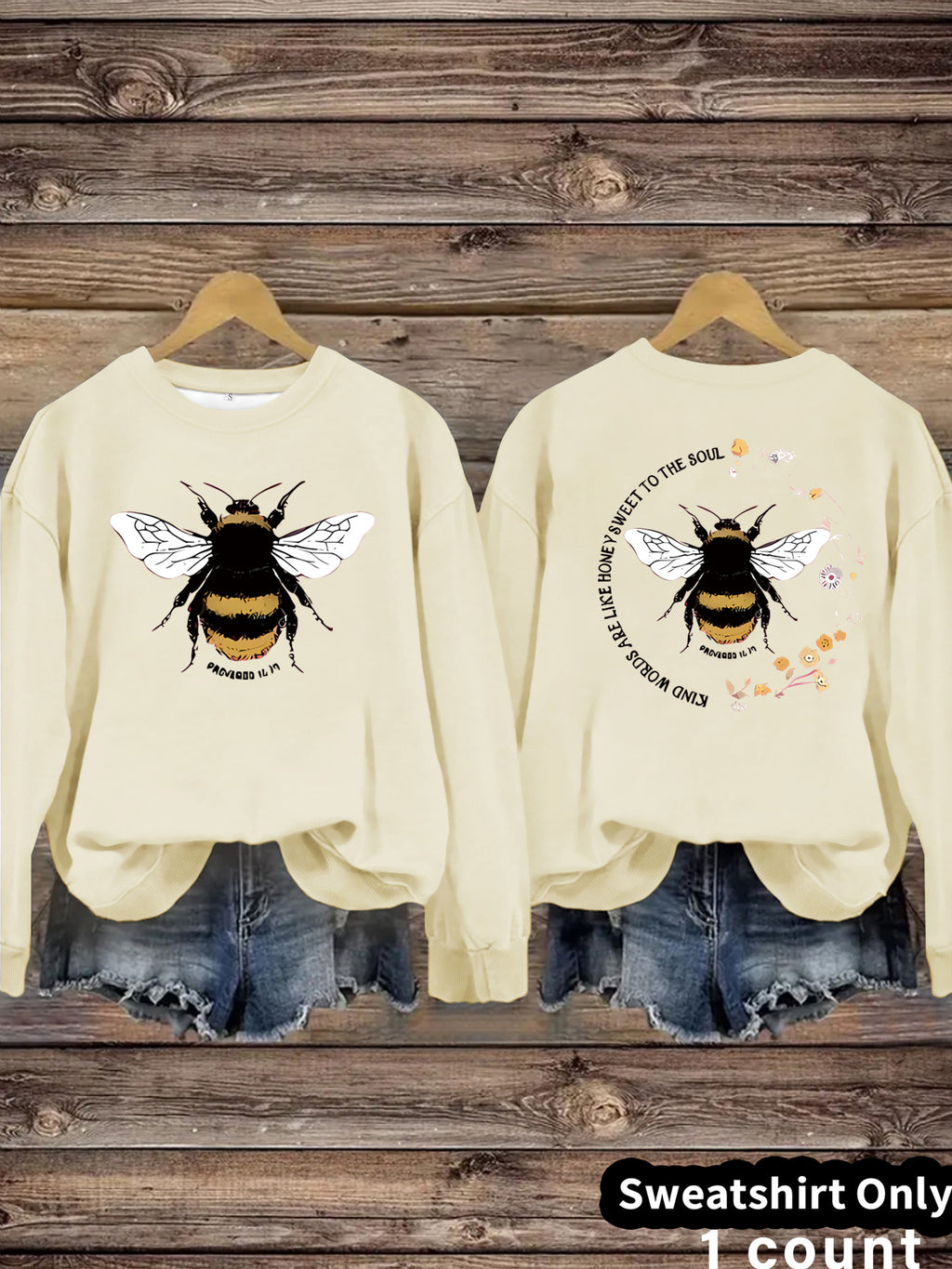 Bee print casual long sleeved sweatshirt