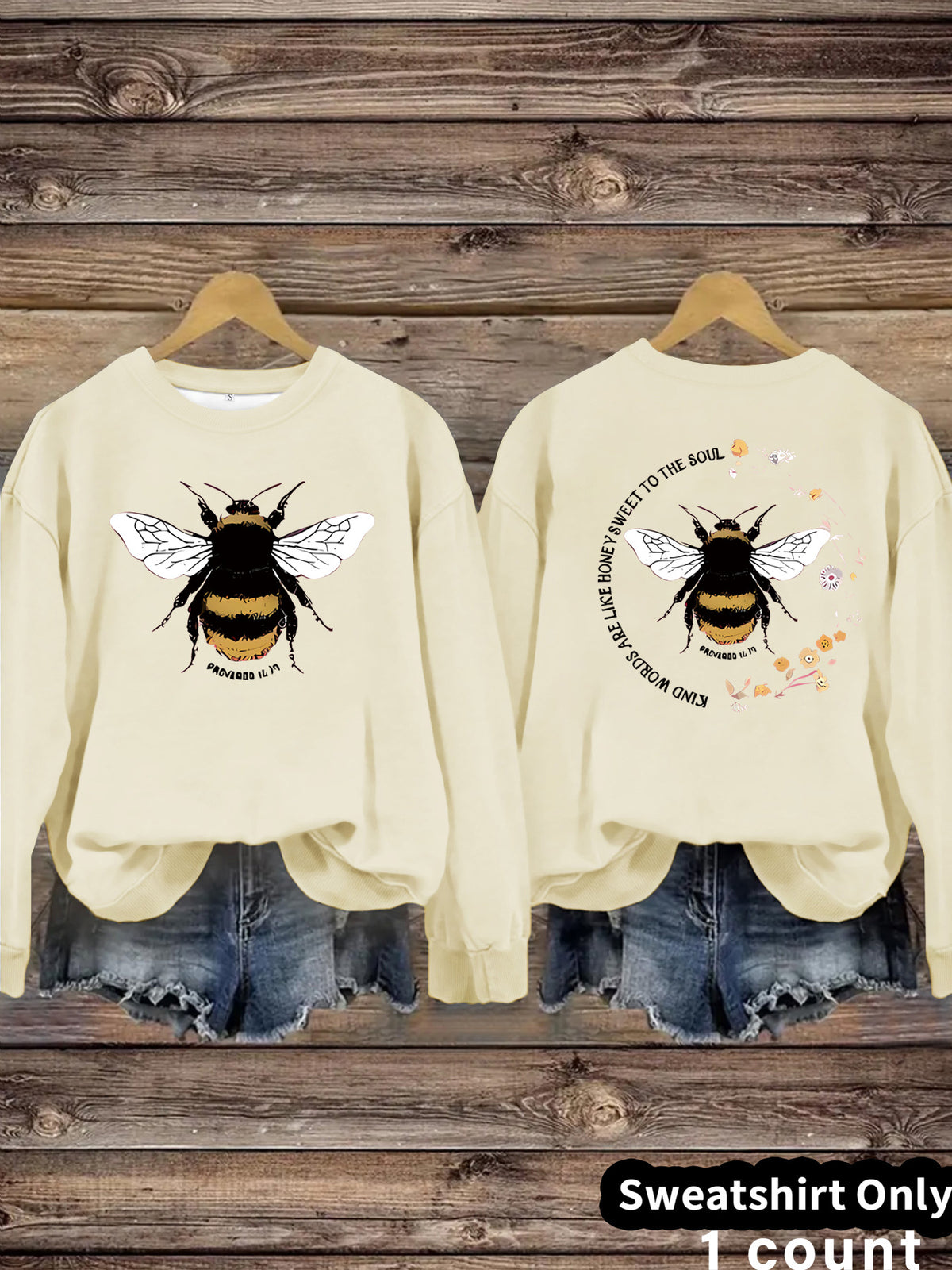 Bee print casual long sleeved sweatshirt