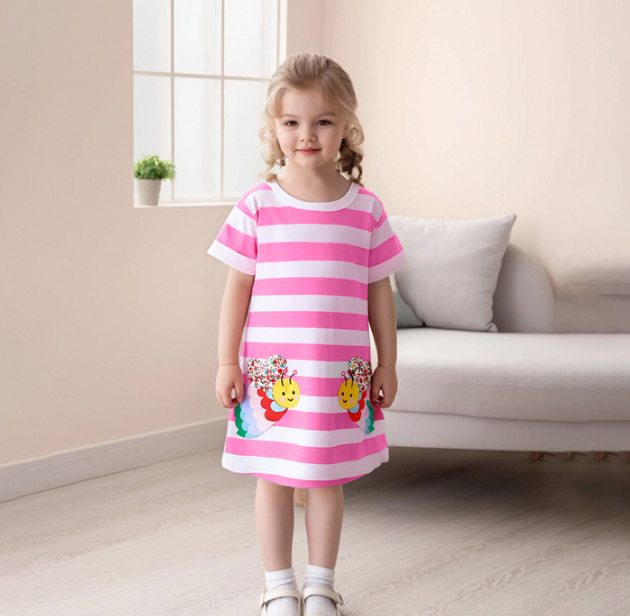 Cartoon Bee Embroidered Dress