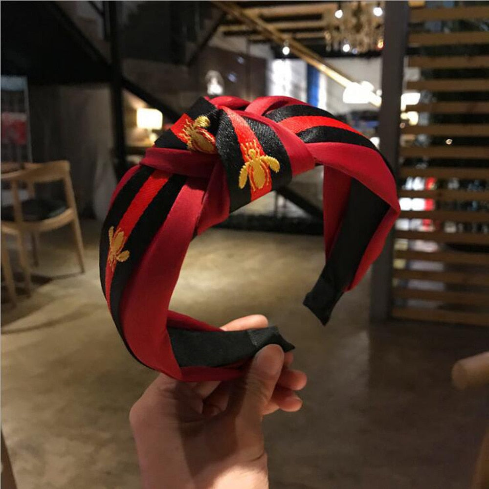Hairband Headband For Women Fashion Turban Striped Hair Band Bee Pattern Print Hair Accessories