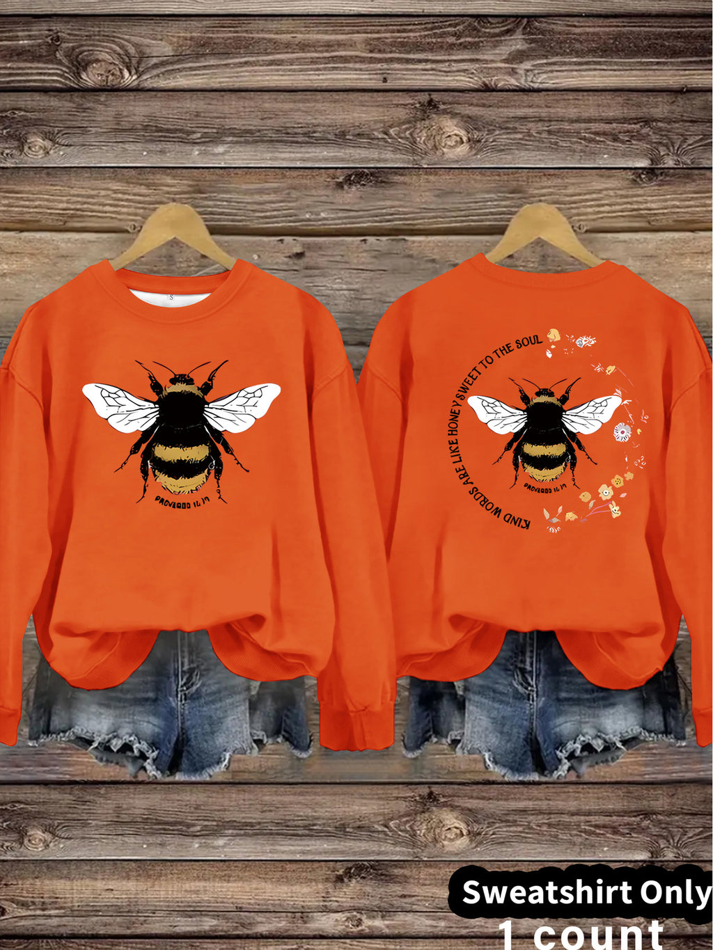 Bee print casual long sleeved sweatshirt